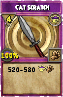 Wizard101 Storm spell card: Cat Scratch, Spell ID 11770