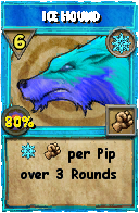 Wizard101 Ice spell card: Ice Hound, Spell ID 11784