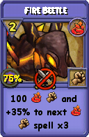Wizard101 Fire spell card: Fire Beetle, Spell ID 11786