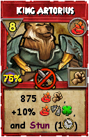 Wizard101 Fire spell card: King Artorius, Spell ID 11798