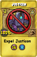 Wizard101 Myth spell card: Justicon, Spell ID 11805