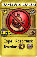 Wizard101 Myth spell card: Razortusk Brawler, Spell ID 11849