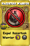 Wizard101 Myth spell card: Razortusk Warrior, Spell ID 11851