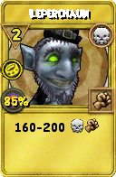 Wizard101 Death spell card: Leperchaun, Spell ID 11862