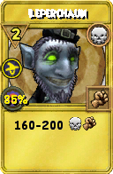 Wizard101 Death spell card: Leperchaun, Spell ID 11863