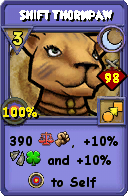 Wizard101 Moon spell card: Shift Thornpaw, Spell ID 11864