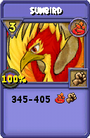 Wizard101 Fire spell card: Sunbird, Spell ID 11868
