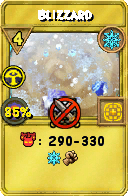 Wizard101 Ice spell card: Blizzard, Spell ID 11869