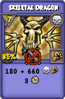 Wizard101 Death spell card: Skeletal Dragon, Spell ID 11893