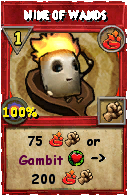 Wizard101 Fire spell card: Nine of Wands, Spell ID 11926