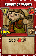 Wizard101 Fire spell card: Knight of Wands, Spell ID 11930