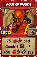 Wizard101 Fire spell card: Four of Wands, Spell ID 11931