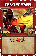 Wizard101 Fire spell card: Knave of Wands, Spell ID 11932