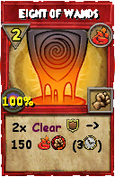 Wizard101 Fire spell card: Eight of Wands, Spell ID 11936