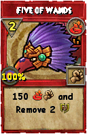 Wizard101 Fire spell card: Five of Wands, Spell ID 11938
