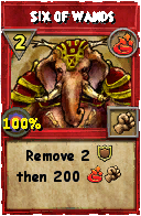 Wizard101 Fire spell card: Six of Wands, Spell ID 11940