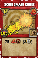 Wizard101 Fire spell card: Scholomari Curse, Spell ID 11941