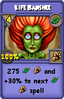Wizard101 Life spell card: Life Banshee, Spell ID 11973