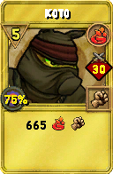 Wizard101 Fire spell card: Koto, Spell ID 11977