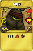 Wizard101 Fire spell card: Koto, Spell ID 11982