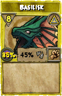 Wizard101 Myth spell card: Basilisk, Spell ID 11985
