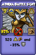 Wizard101 Myth spell card: Athena Battle Sight, Spell ID 11882