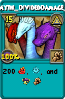 Wizard101 Myth spell card: BG_Myth_DividedDamage_5_2, Spell ID 11773