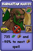 Wizard101 Life spell card: Harmattan Maxios, Spell ID 11288