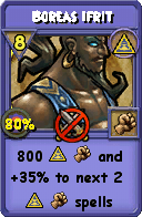 Wizard101 Myth spell card: Boreas Ifrit, Spell ID 11310