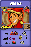 Wizard101 Fire spell card: Fire Elf, Spell ID 11508