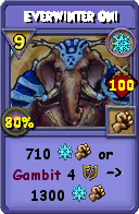 Wizard101 Ice spell card: Everwinter Oni, Spell ID 11509