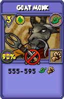 Wizard101 Life spell card: Goat Monk, Spell ID 11221