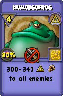 Wizard101 Myth spell card: Humongofrog, Spell ID 11006