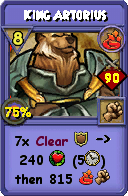 Wizard101 Fire spell card: King Artorius, Spell ID 11796