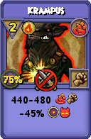 Wizard101 Fire spell card: Krampus, Spell ID 11981