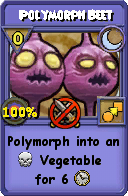 Wizard101 Moon spell card: Polymorph Beet, Spell ID 11033