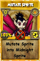 Wizard101 Sun spell card: Mutate Sprite, Spell ID 12009