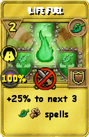 Wizard101 Life spell card: Life Fuel, Spell ID 12016