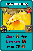 Wizard101 Fire spell card: Firebird Wings, Spell ID 12037