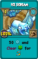 Wizard101 Ice spell card: Ice Scream, Spell ID 12049