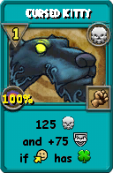Wizard101 Death spell card: Cursed Kitty, Spell ID 12056