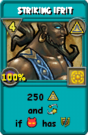 Wizard101 Myth spell card: Striking Ifrit, Spell ID 12071