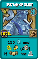 Wizard101 Ice spell card: Sultan of Sleet, Spell ID 12080