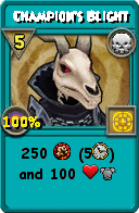Wizard101 Death spell card: Champion's Blight, Spell ID 12084
