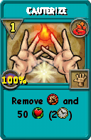 Wizard101 Fire spell card: Cauterize, Spell ID 12098