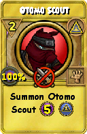 Wizard101 Myth spell card: Otomo Scout, Spell ID 12123