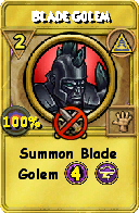 Wizard101 Myth spell card: Blade Golem, Spell ID 12124
