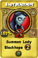 Wizard101 Myth spell card: Lady Blackhope, Spell ID 12175