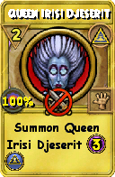 Wizard101 Myth spell card: Queen Irisi Djeserit, Spell ID 12180