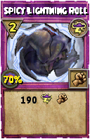 Wizard101 Storm spell card: Spicy Lightning Roll, Spell ID 12183